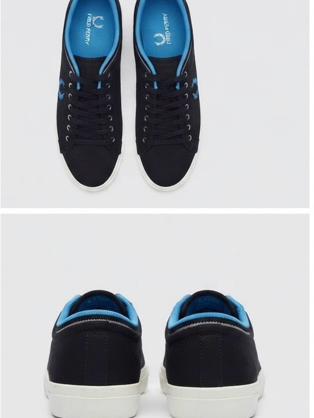 Fred Perry Black Canvas Sneakers with Blue Lining